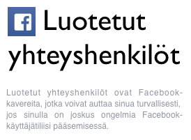 Facebookin luotettujen yhteyshenkilöiden lisääminen