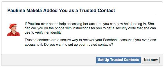 Facebookin luotettu yhteyshenkilö