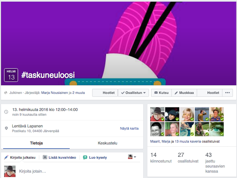 Taskuneuloosi-tapahtumasivu